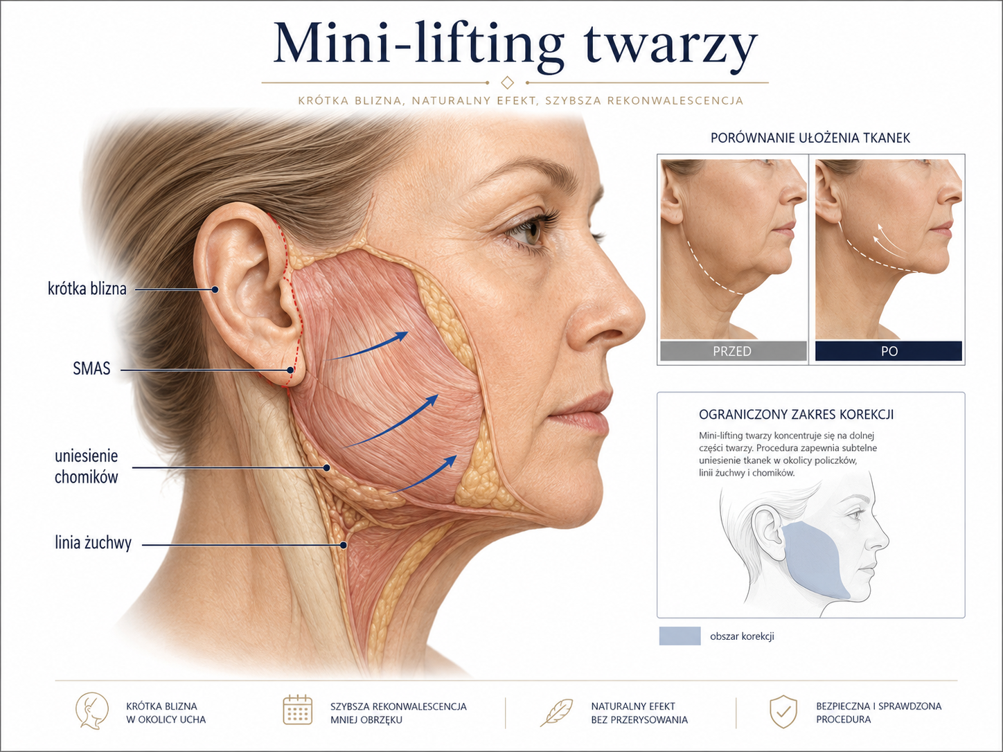 Profesjonalna ilustracja mini-liftingu twarzy