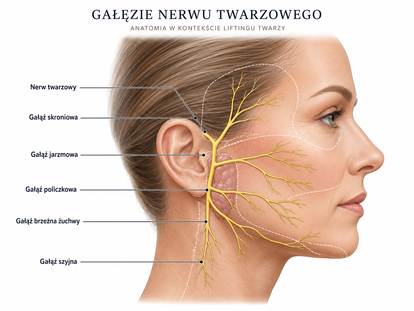 Profesjonalna ilustracja nerwu twarzowego